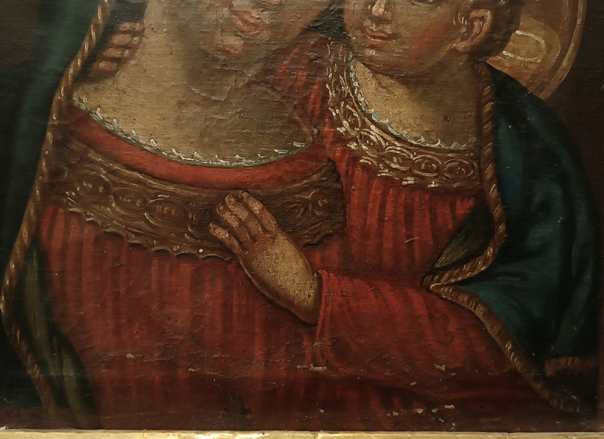 First Half Of The 18th Century Painting Of The Madonna And Child-photo-2
