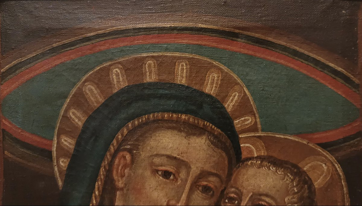 First Half Of The 18th Century Painting Of The Madonna And Child-photo-3
