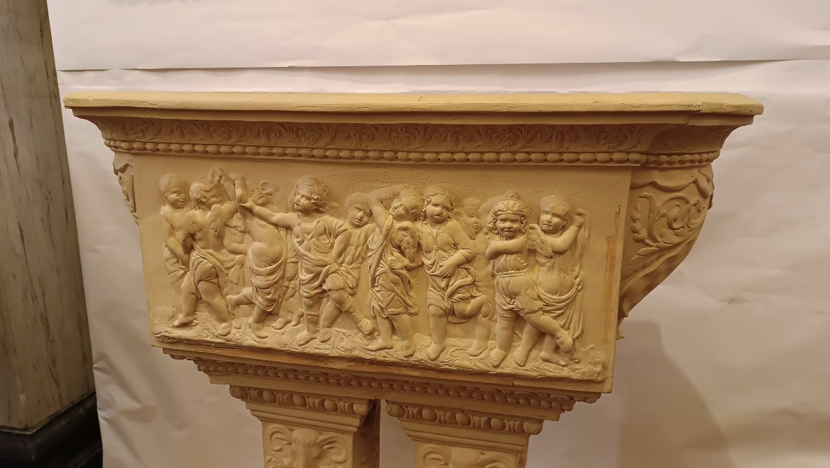 BASSIN EN TERRE CUITE AVEC PIÉDESTAL DÉBUT 20ème SIÈCLE-photo-3