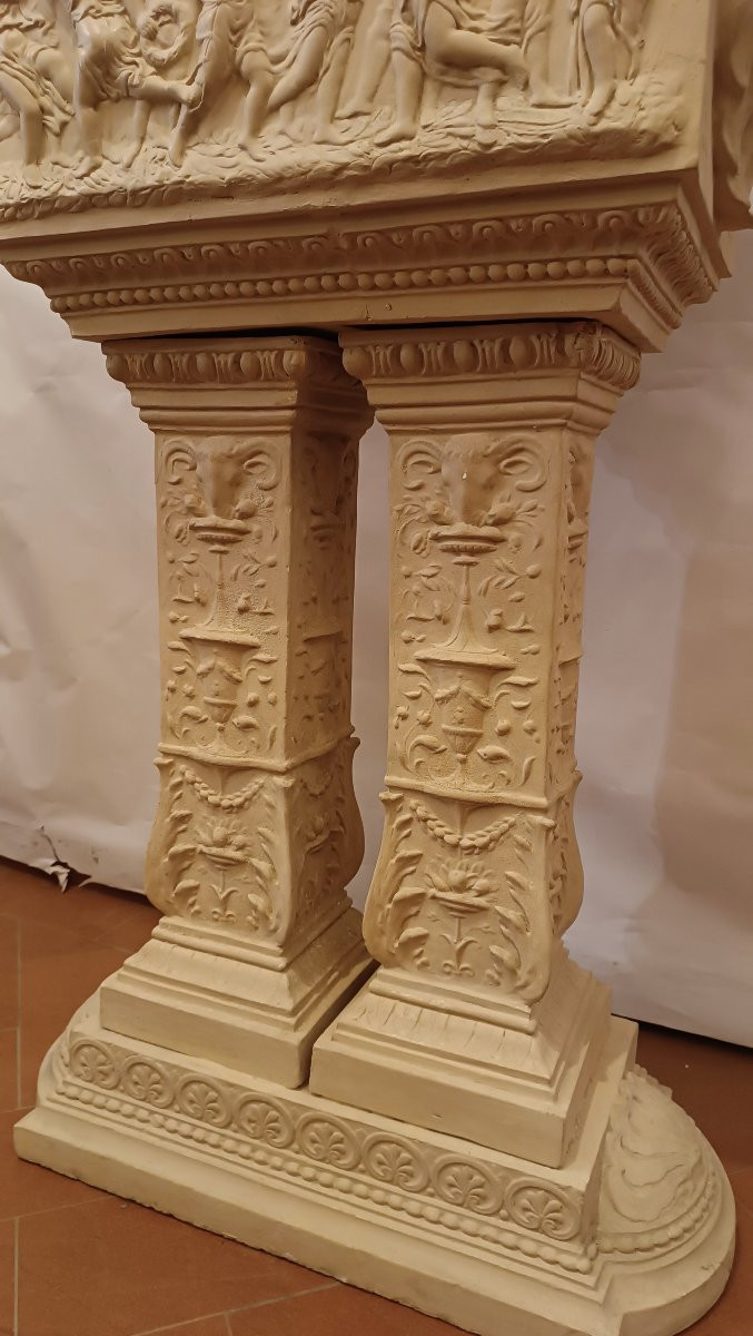 BASSIN EN TERRE CUITE AVEC PIÉDESTAL DÉBUT 20ème SIÈCLE-photo-8