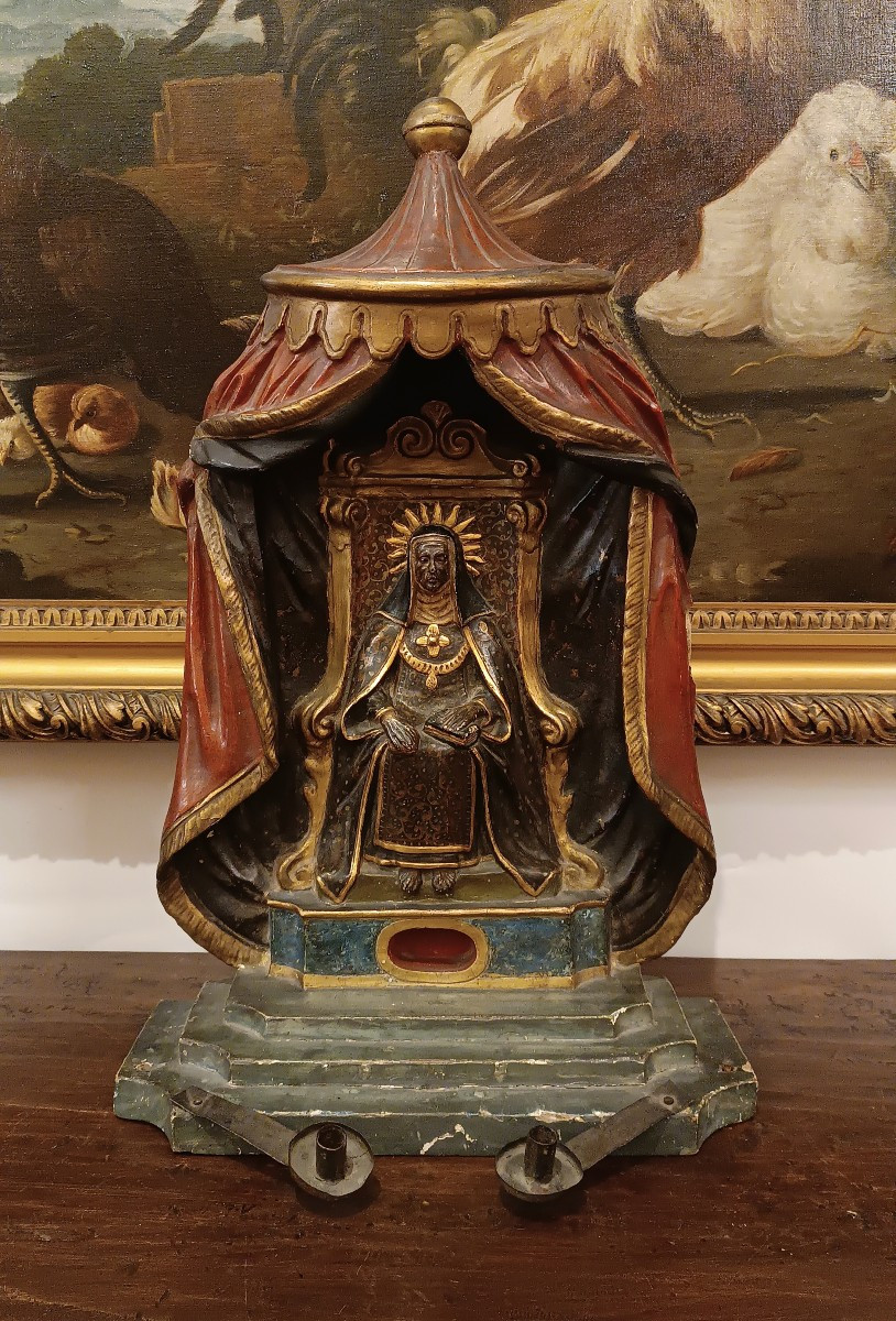  Late 17th Century Altar Tabernacle With Saint Barbara