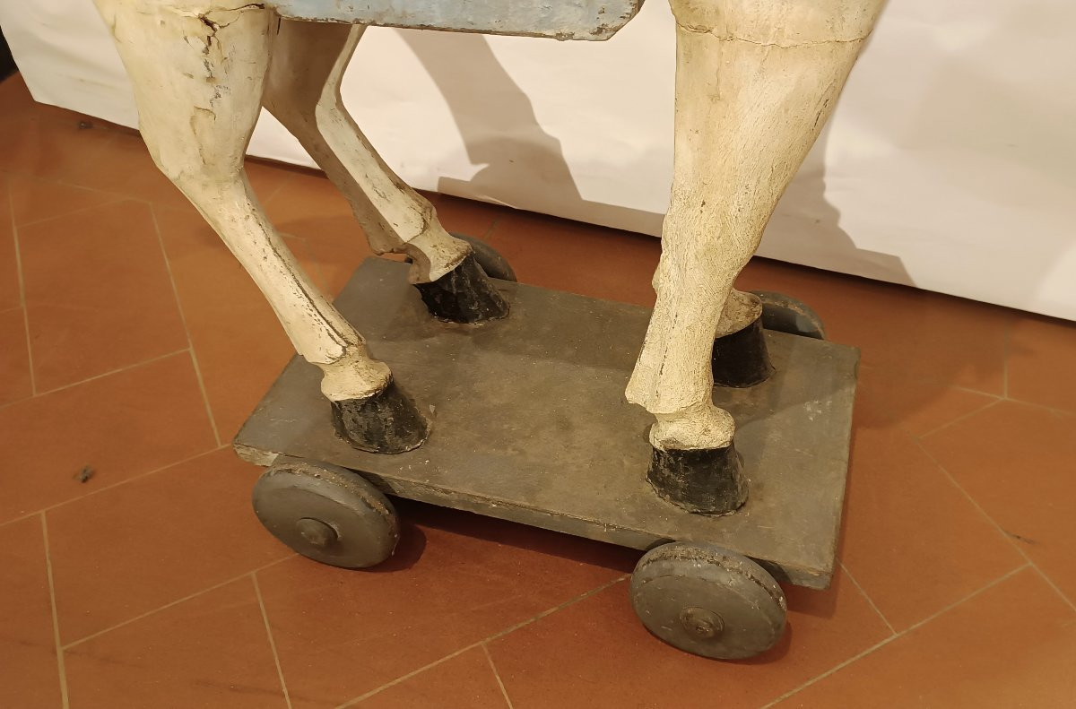 CHEVAL DE JOUET EN BOIS PEINT MILIEU DU 19ème SIÈCLE-photo-4