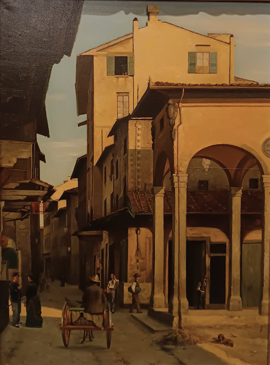 TABLEAU AVEC VUE DE FLORENCE PREMIÈRE MOITIÉ DU 19ème SIÈCLE-photo-2