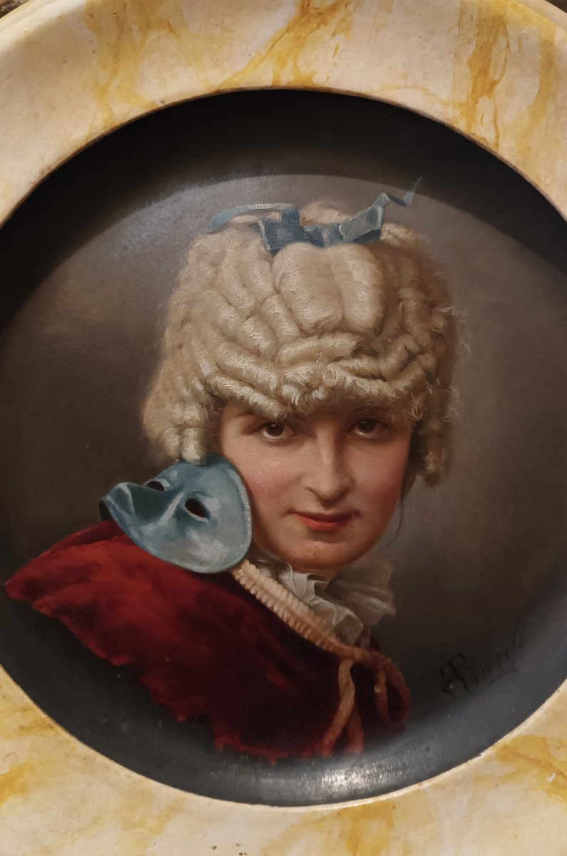 Second Half Of The 19th Century Ceramic Painting By Emanuele Trionfi-photo-2