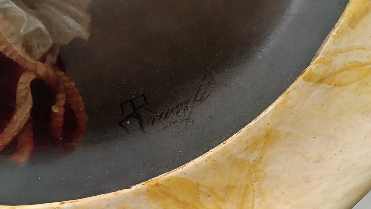 Second Half Of The 19th Century Ceramic Painting By Emanuele Trionfi-photo-1