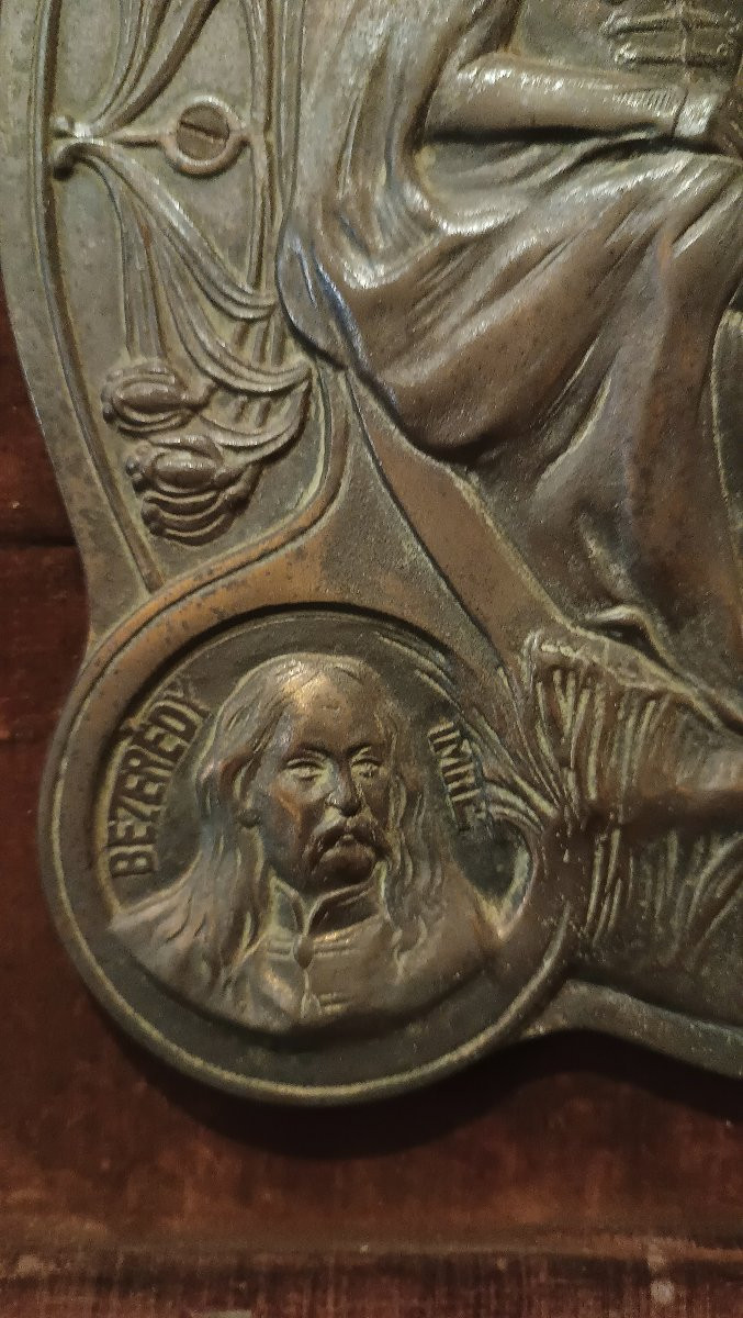 PLAQUE EN BRONZE REPRÉSENTANT DES HÉROS HONGROIS DÉBUT DU 19ème SIÈCLE-photo-3
