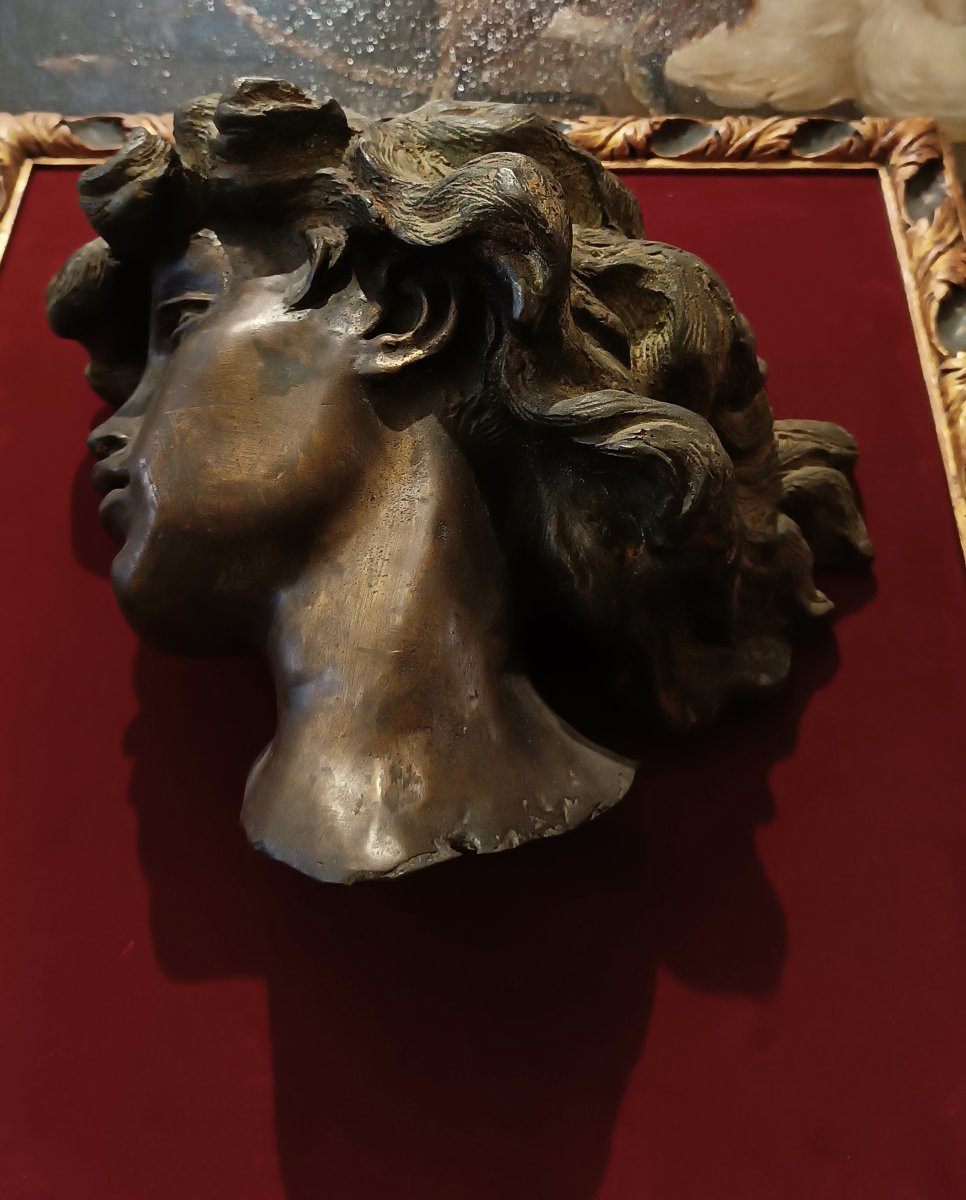 TÊTE DE JEUNE FILLE EN BRONZE FIN DU 19ème SIÈCLE-photo-3