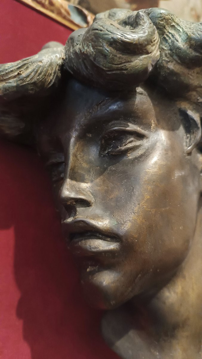 TÊTE DE JEUNE FILLE EN BRONZE FIN DU 19ème SIÈCLE-photo-6