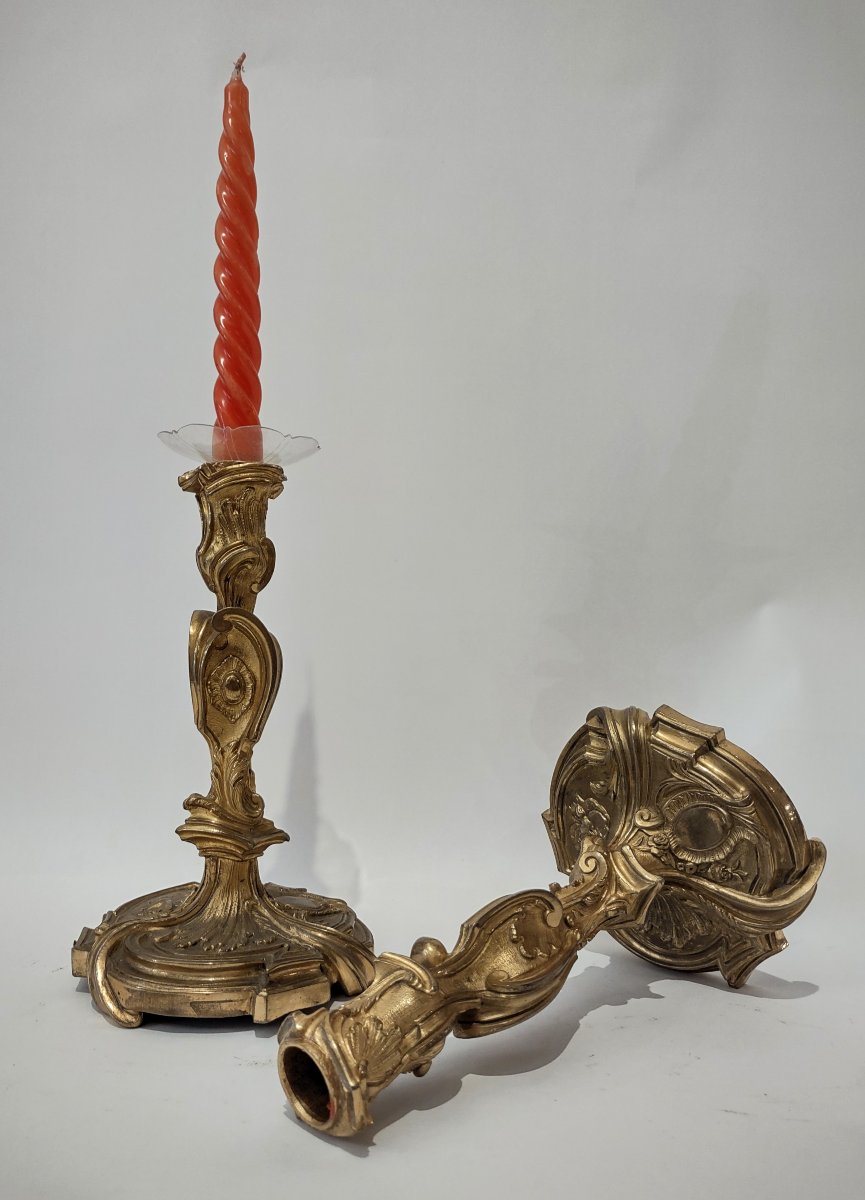 PAIRE DE BOUGIES LOUIS XVI SECONDE MOITIÉ DU 18ème SIÈCLE-photo-3
