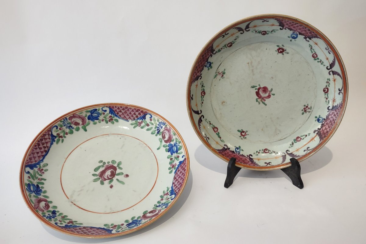PAIRE D'ASSIETTES EN PORCELAINE CHINOISE SECONDE MOITIÉ DU 18ème SIÈCLE-photo-3
