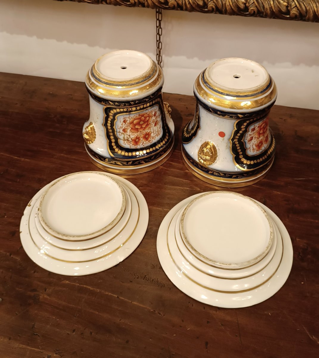 PAIRE DE CACHE-POTS EN PORCELAINE DU MILIEU DU 19ème SIÈCLE-photo-6