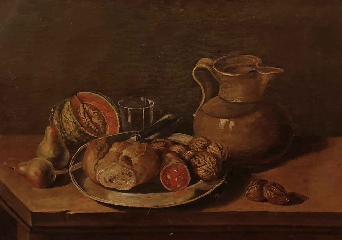  Late 19th Century Painting Of Still Life And Fruit-photo-2