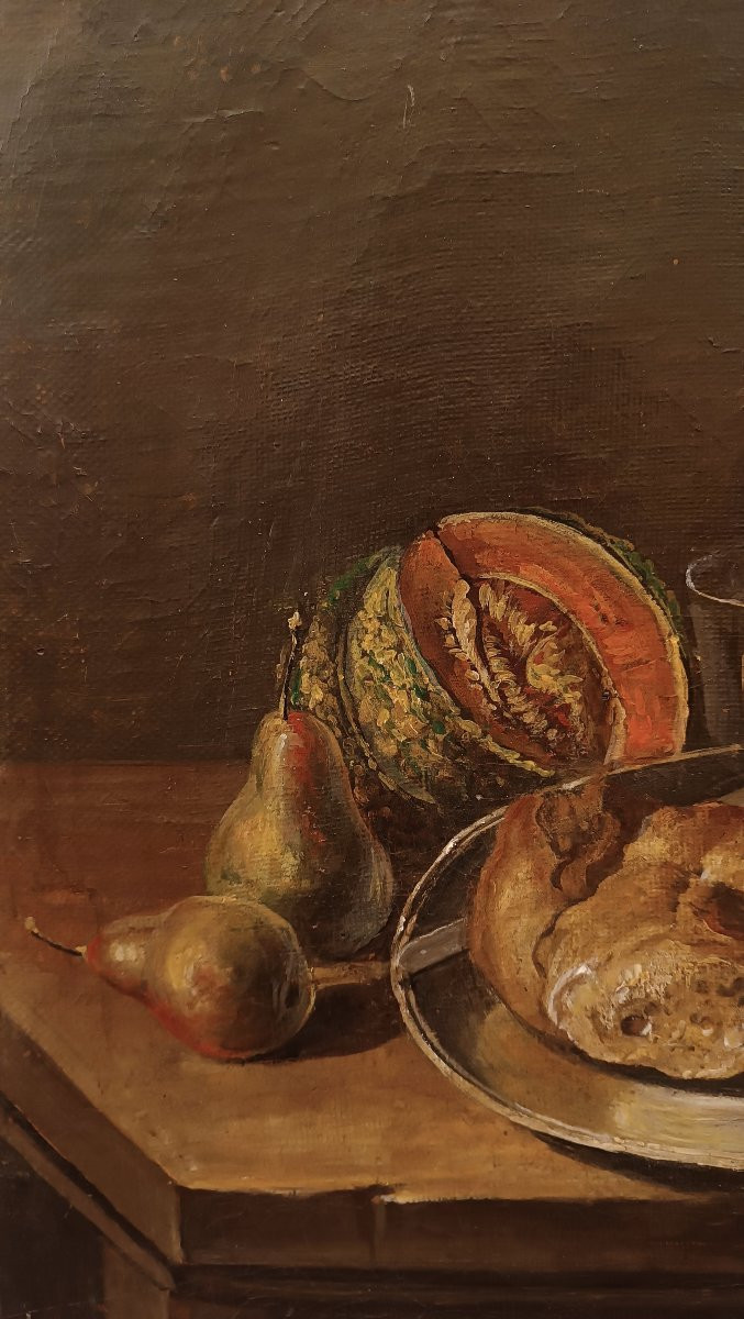  Late 19th Century Painting Of Still Life And Fruit-photo-4