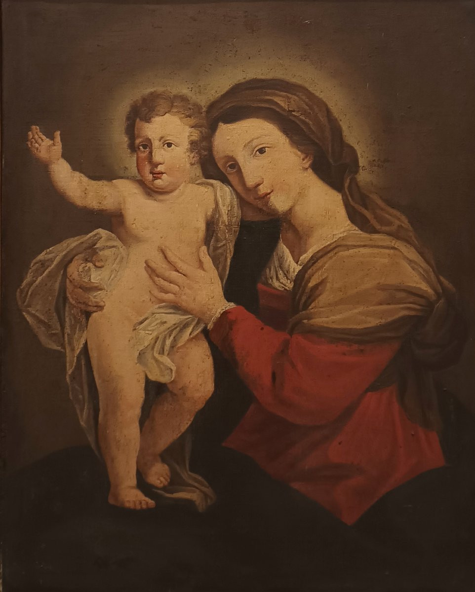 TABLEAU DE LA VIERGEAVEC L'ENFANT FIN DU 18ème SIÈCLE-photo-2