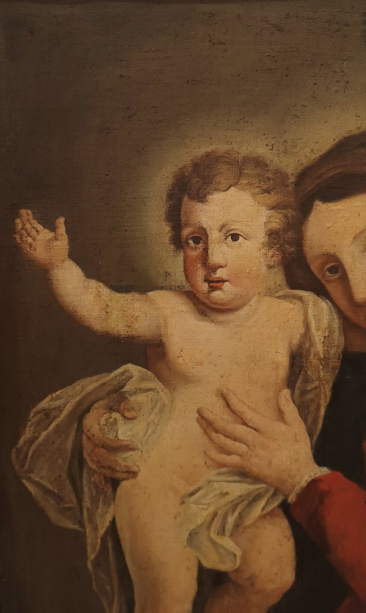 TABLEAU DE LA VIERGEAVEC L'ENFANT FIN DU 18ème SIÈCLE-photo-4