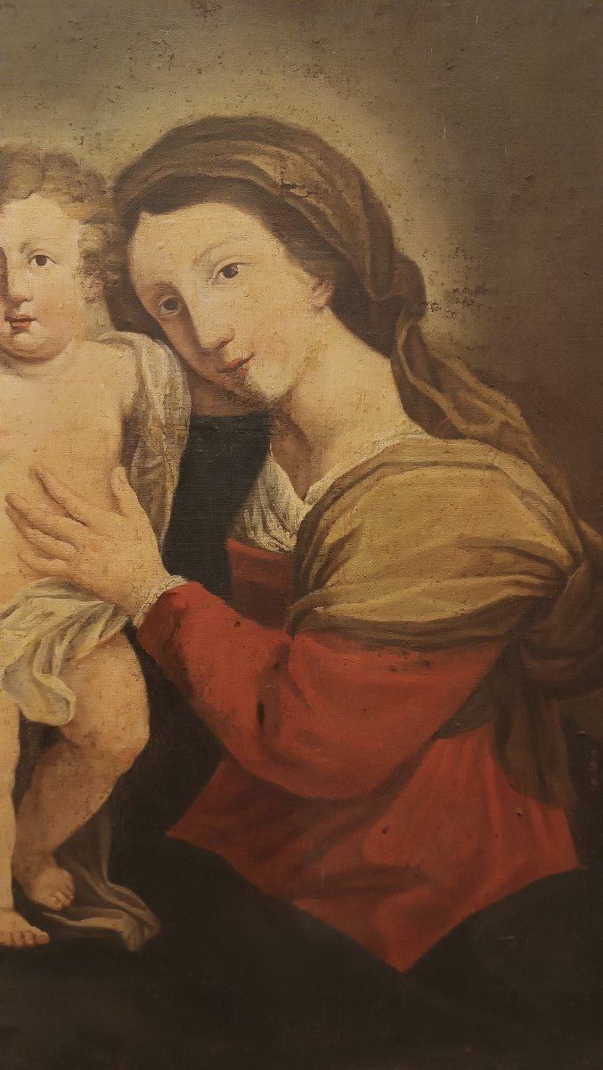 TABLEAU DE LA VIERGEAVEC L'ENFANT FIN DU 18ème SIÈCLE-photo-3