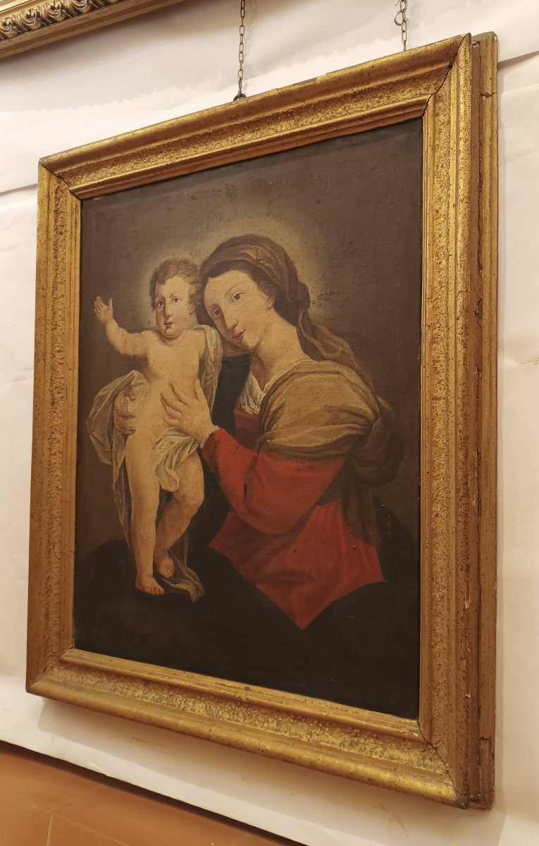 TABLEAU DE LA VIERGEAVEC L'ENFANT FIN DU 18ème SIÈCLE-photo-5