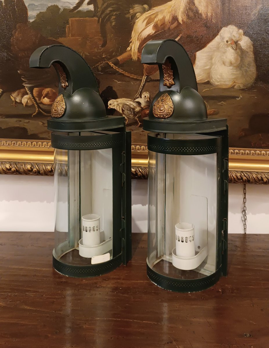Early 20th Century Pair Of English Stable Lanterns-photo-3