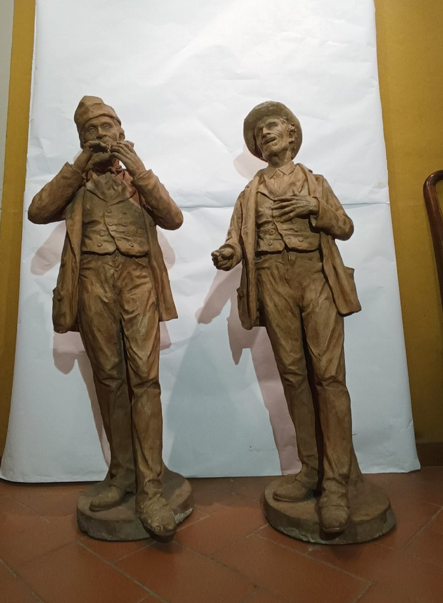 PAIRE DE SCULPTURES AVEC MUSICIENS PREMIÈRE MOITIÉ DU 20ème SIÈCLE-photo-6