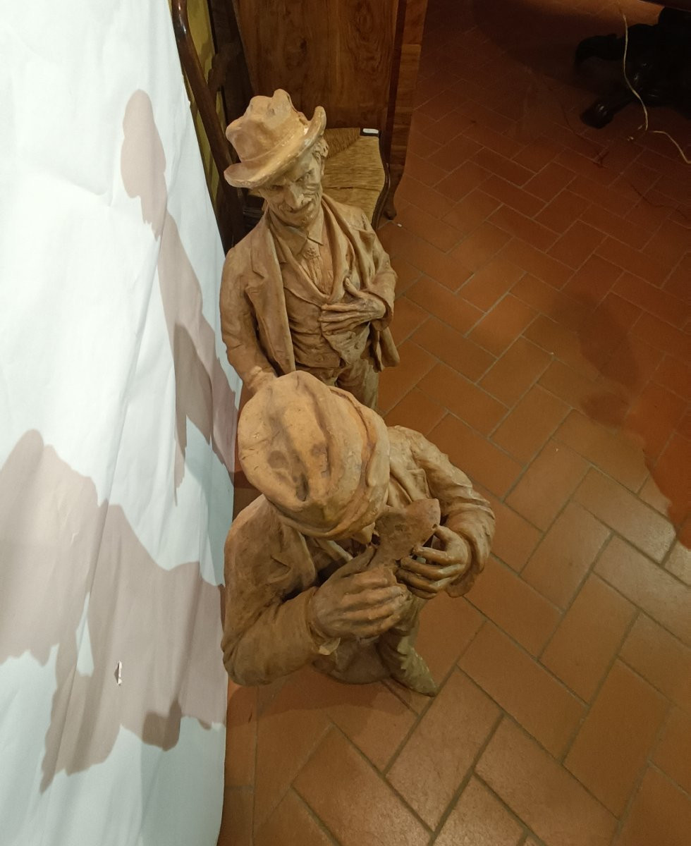 PAIRE DE SCULPTURES AVEC MUSICIENS PREMIÈRE MOITIÉ DU 20ème SIÈCLE-photo-7