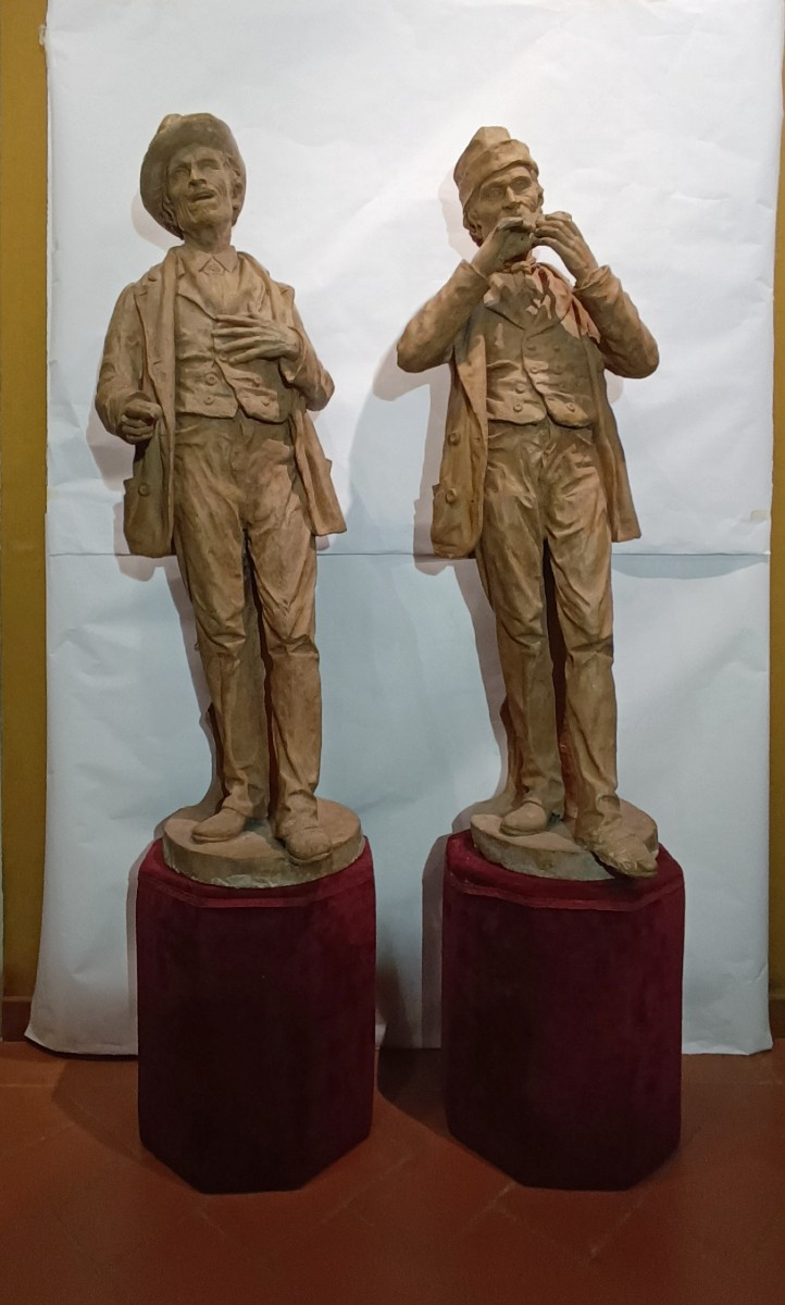 PAIRE DE SCULPTURES AVEC MUSICIENS PREMIÈRE MOITIÉ DU 20ème SIÈCLE