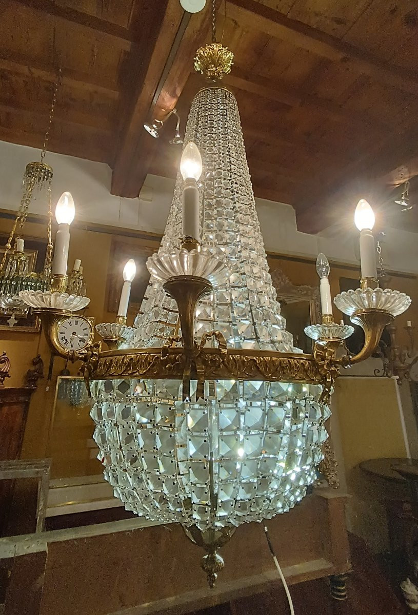 Mid-19th Century Bronze And Crystal Chandelier-photo-1