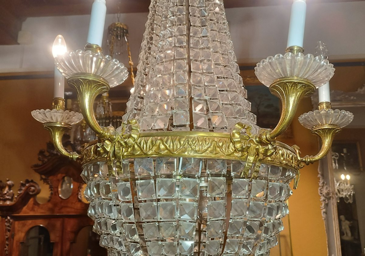 Mid-19th Century Bronze And Crystal Chandelier-photo-8