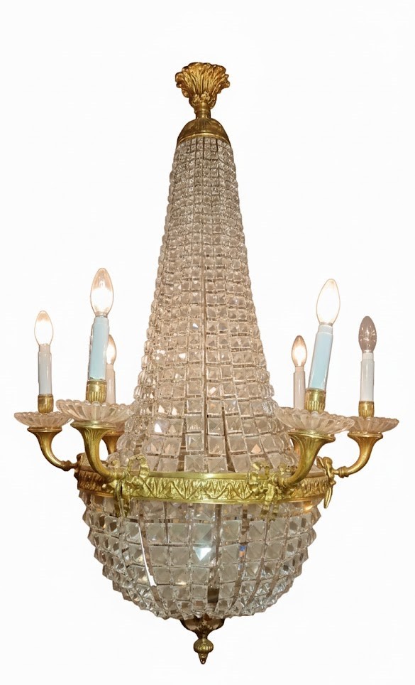 Mid-19th Century Bronze And Crystal Chandelier