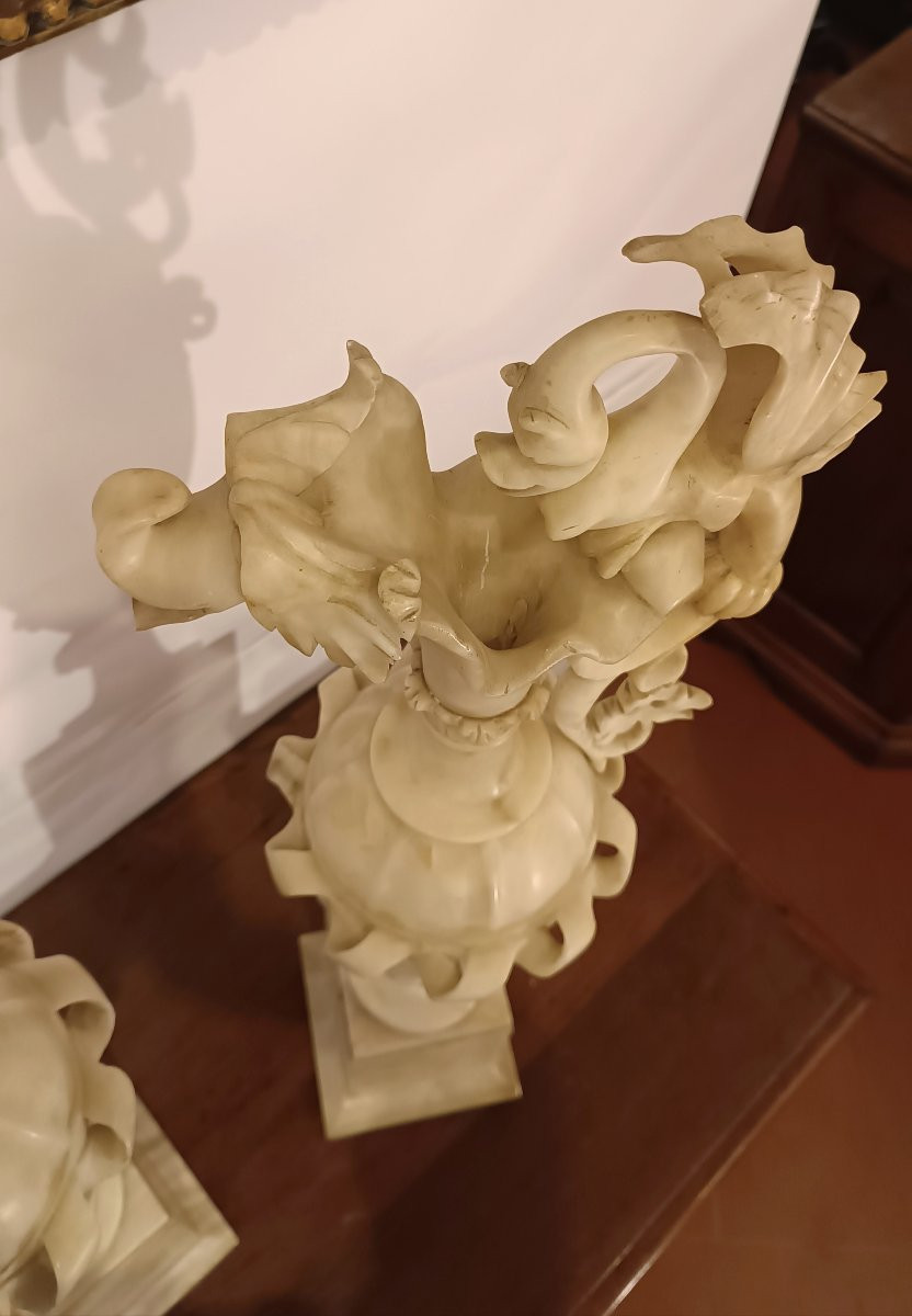 Pair Of 19th Century Alabaster Vases-photo-8