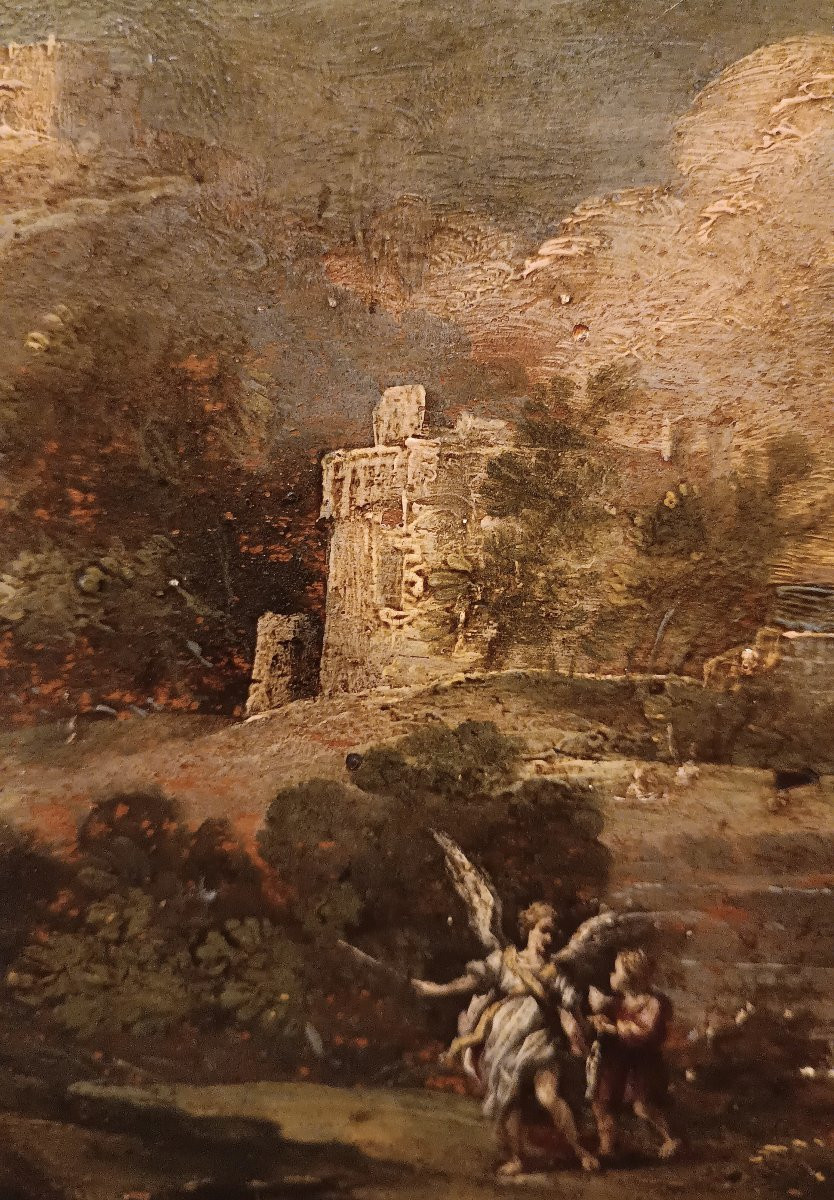 Early 17th Century Painting With Tubiolo And The Angel-photo-3