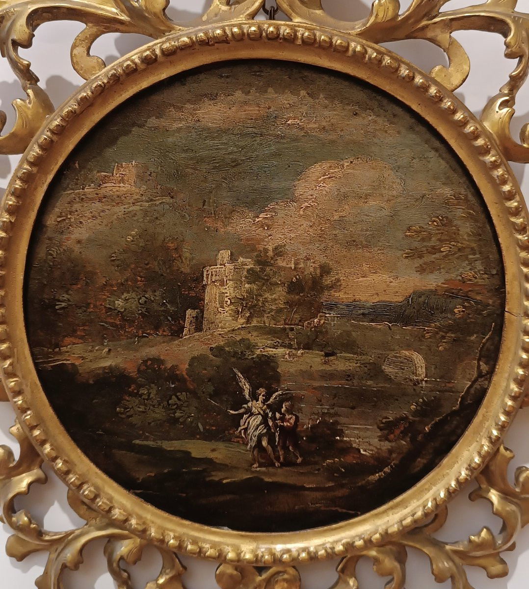 Early 17th Century Painting With Tubiolo And The Angel-photo-5