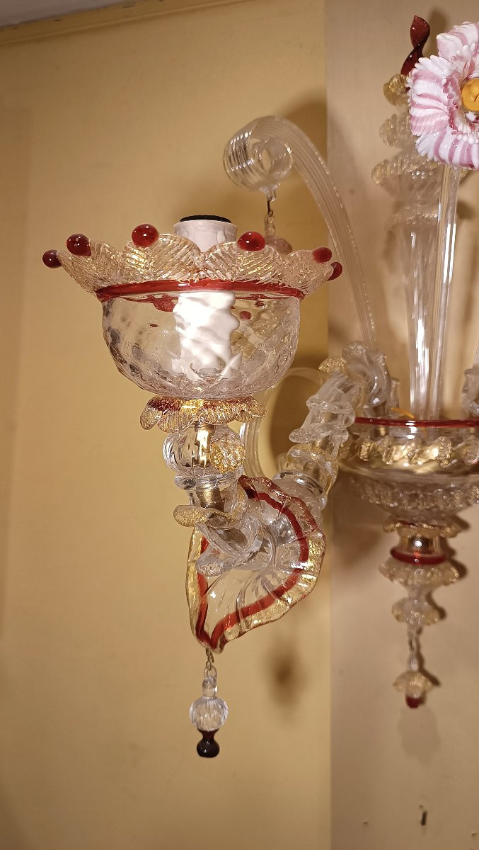  Early 20th Century Pair Of Murano Glass Wall Lights-photo-2