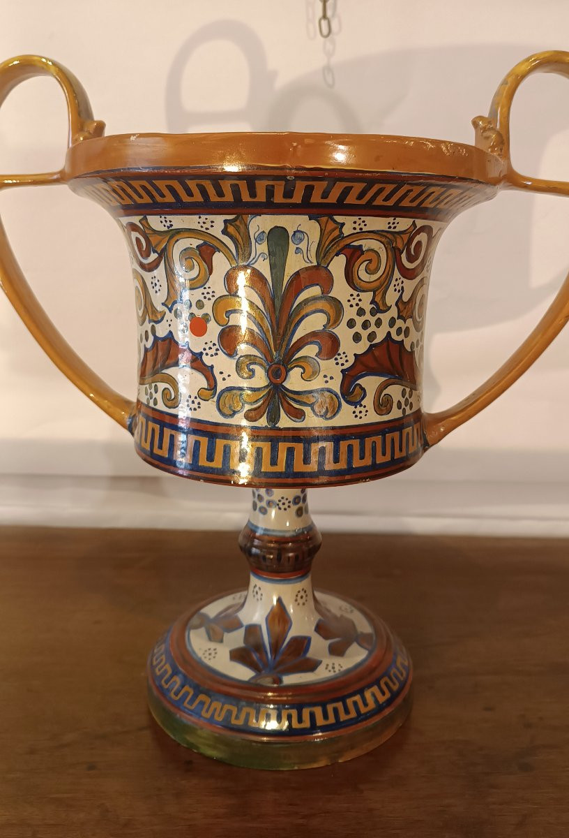 Early 20th Century Gualdo Tadino Majolica Krater-photo-2