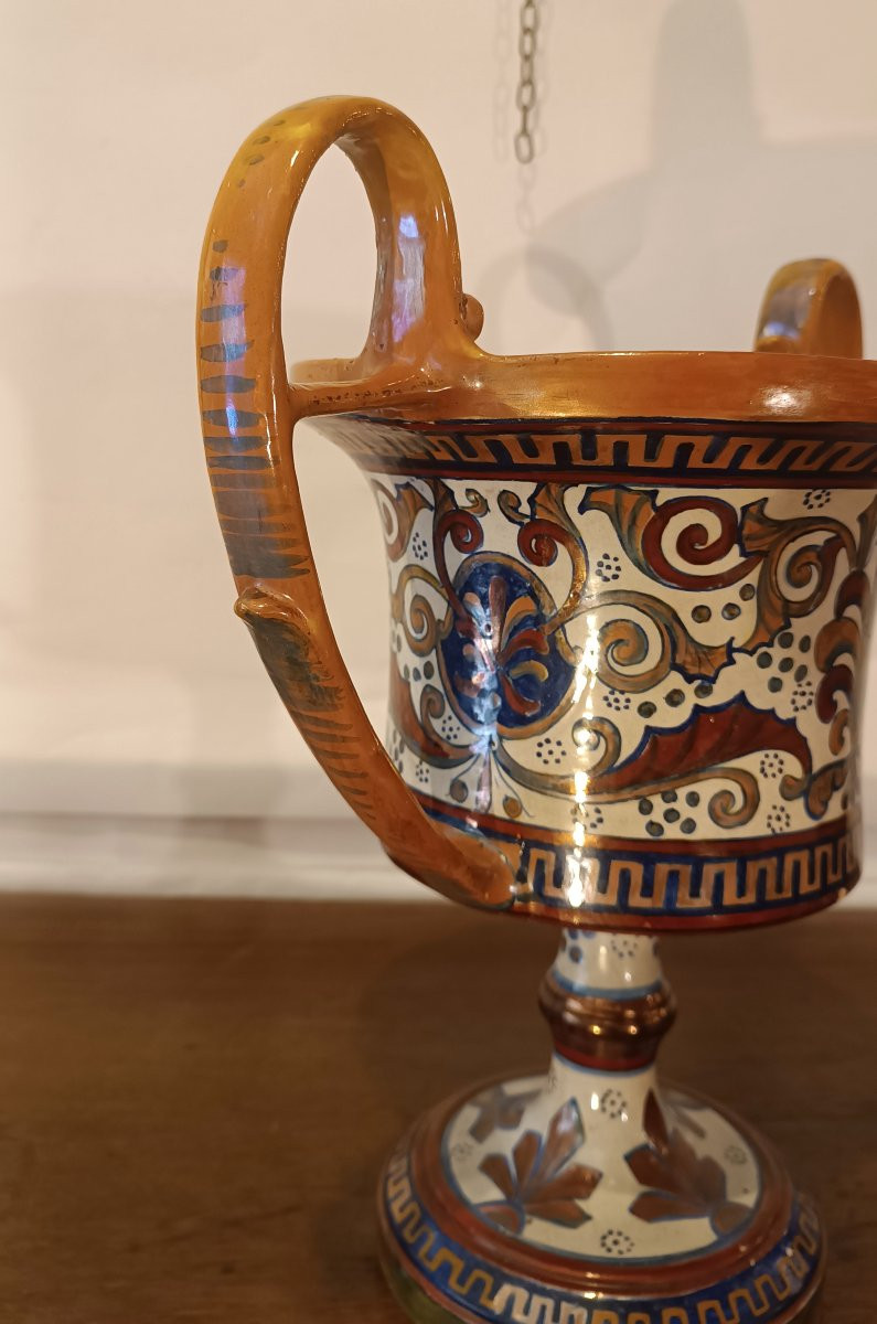 Early 20th Century Gualdo Tadino Majolica Krater-photo-1