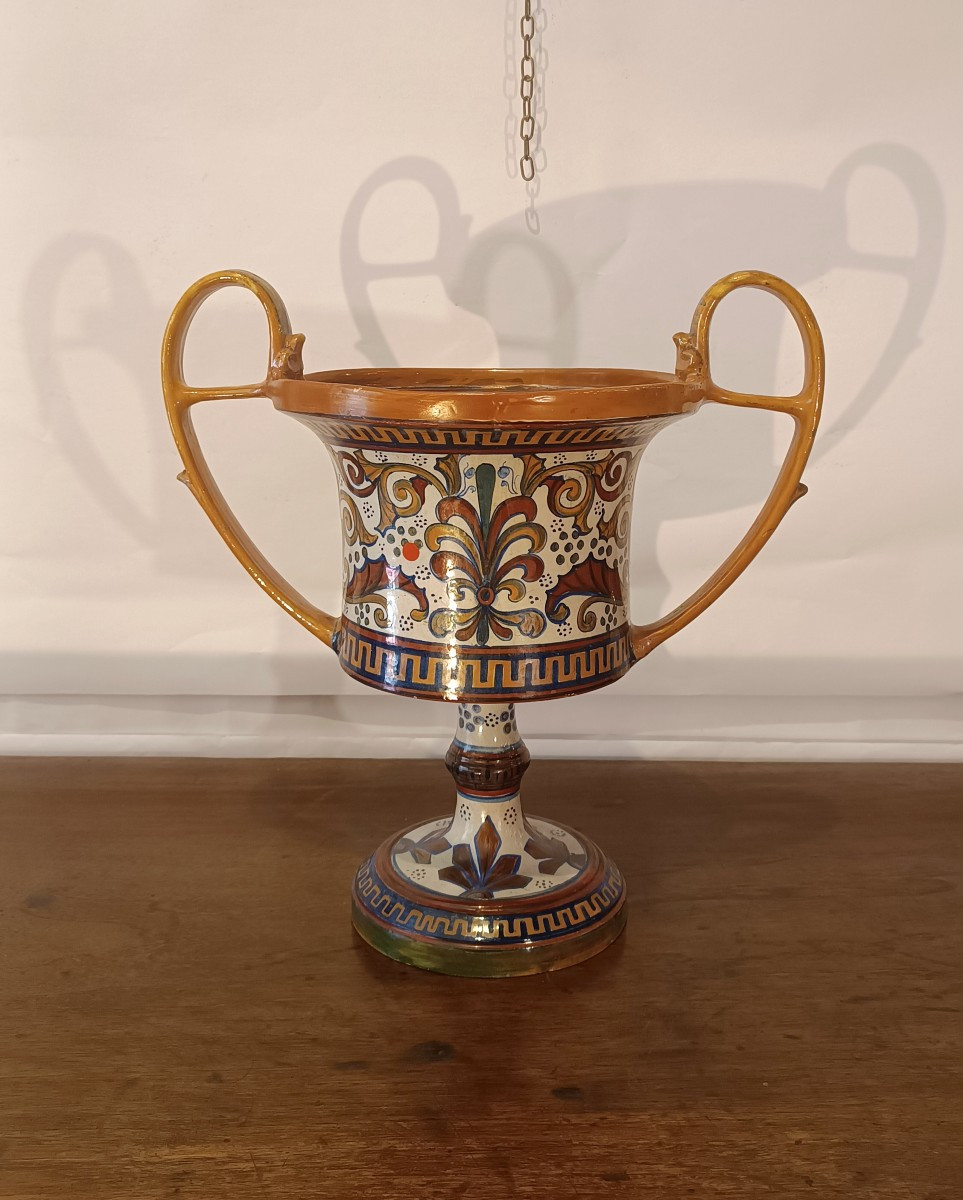 Early 20th Century Gualdo Tadino Majolica Krater