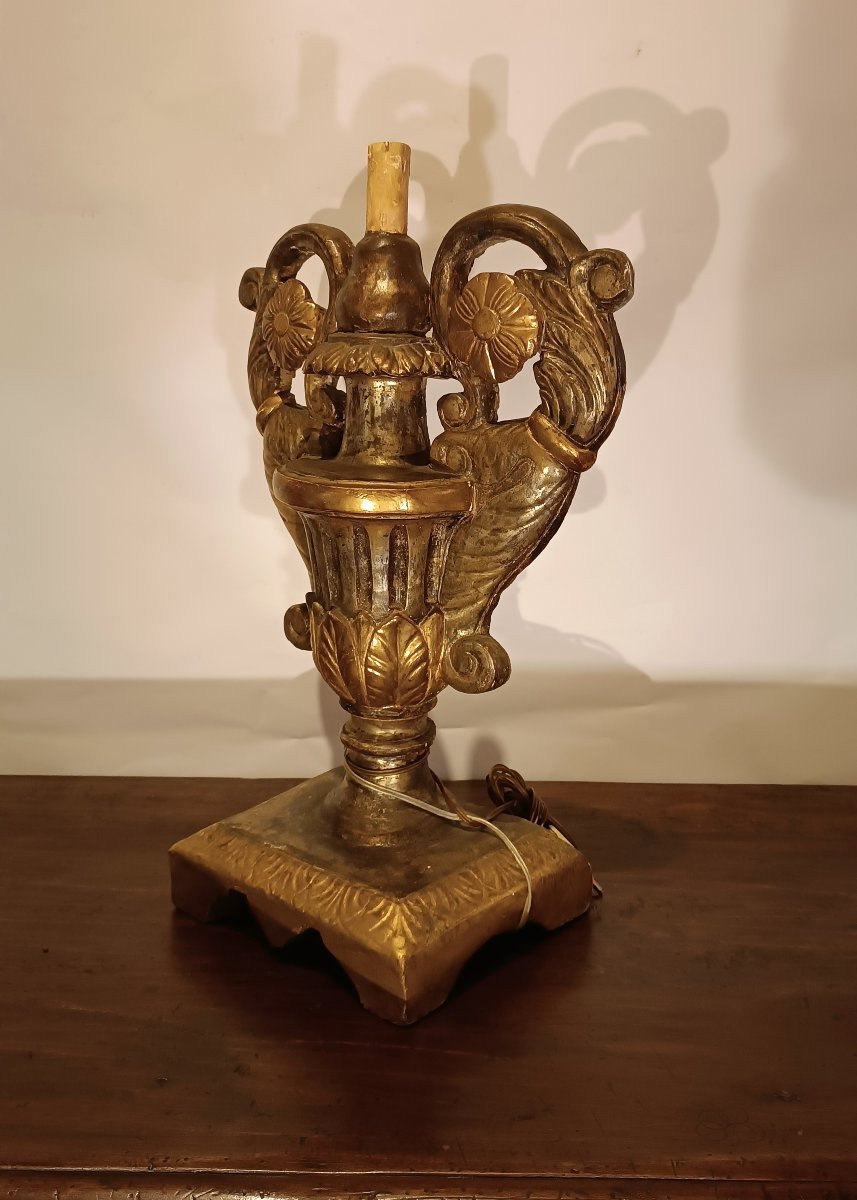  Second Half Of The 18th Century Gilded Wood Candle Holder-photo-3
