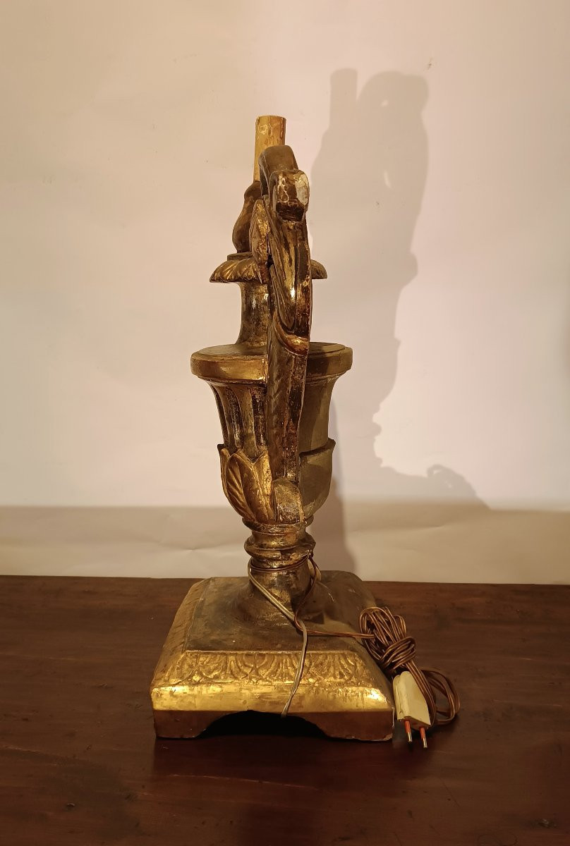  Second Half Of The 18th Century Gilded Wood Candle Holder-photo-4