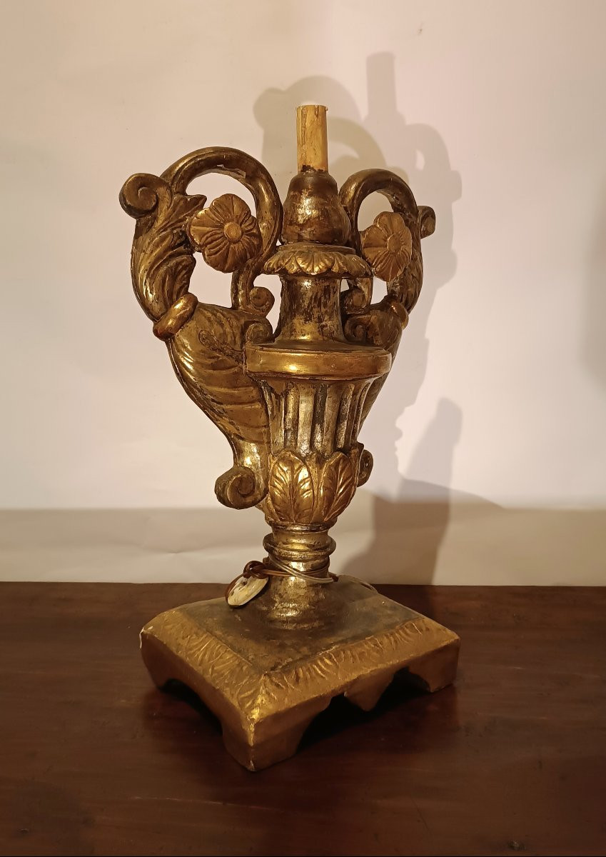  Second Half Of The 18th Century Gilded Wood Candle Holder-photo-2