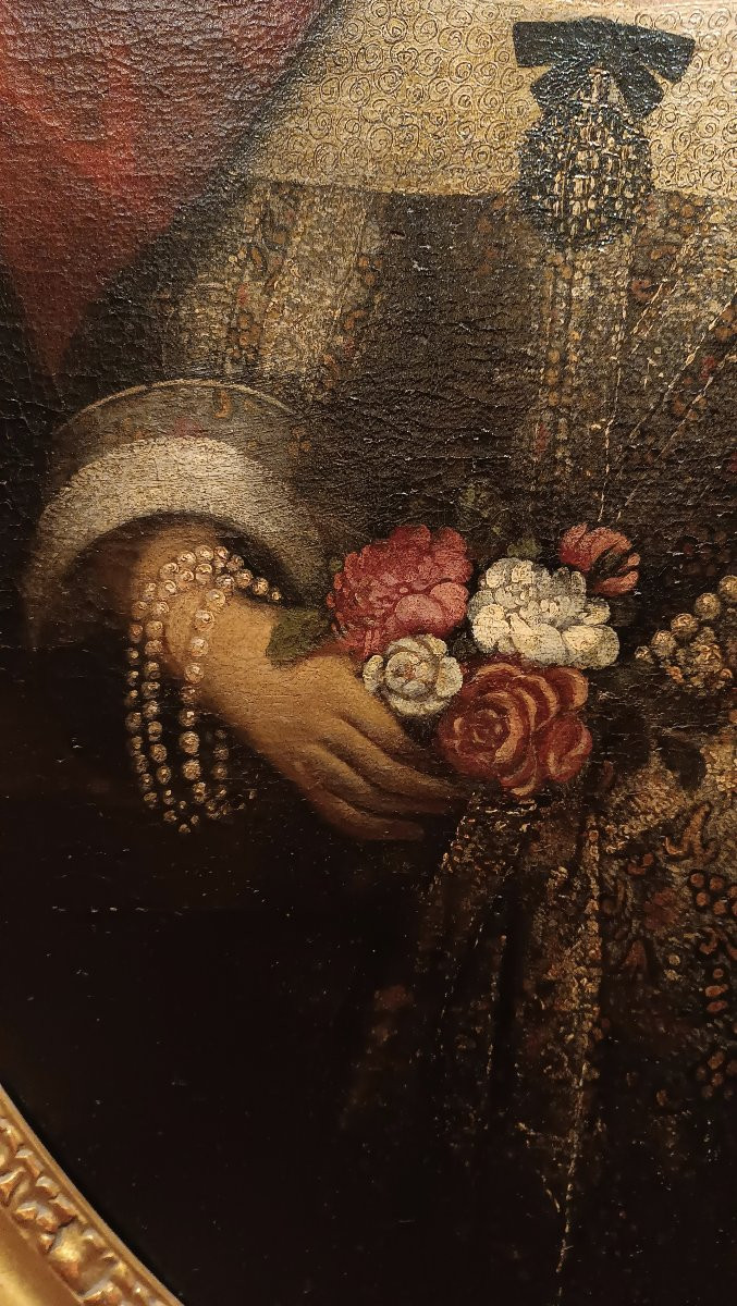 Second Half Of The 18th Century Oval Portrait Of A Young Woman-photo-3