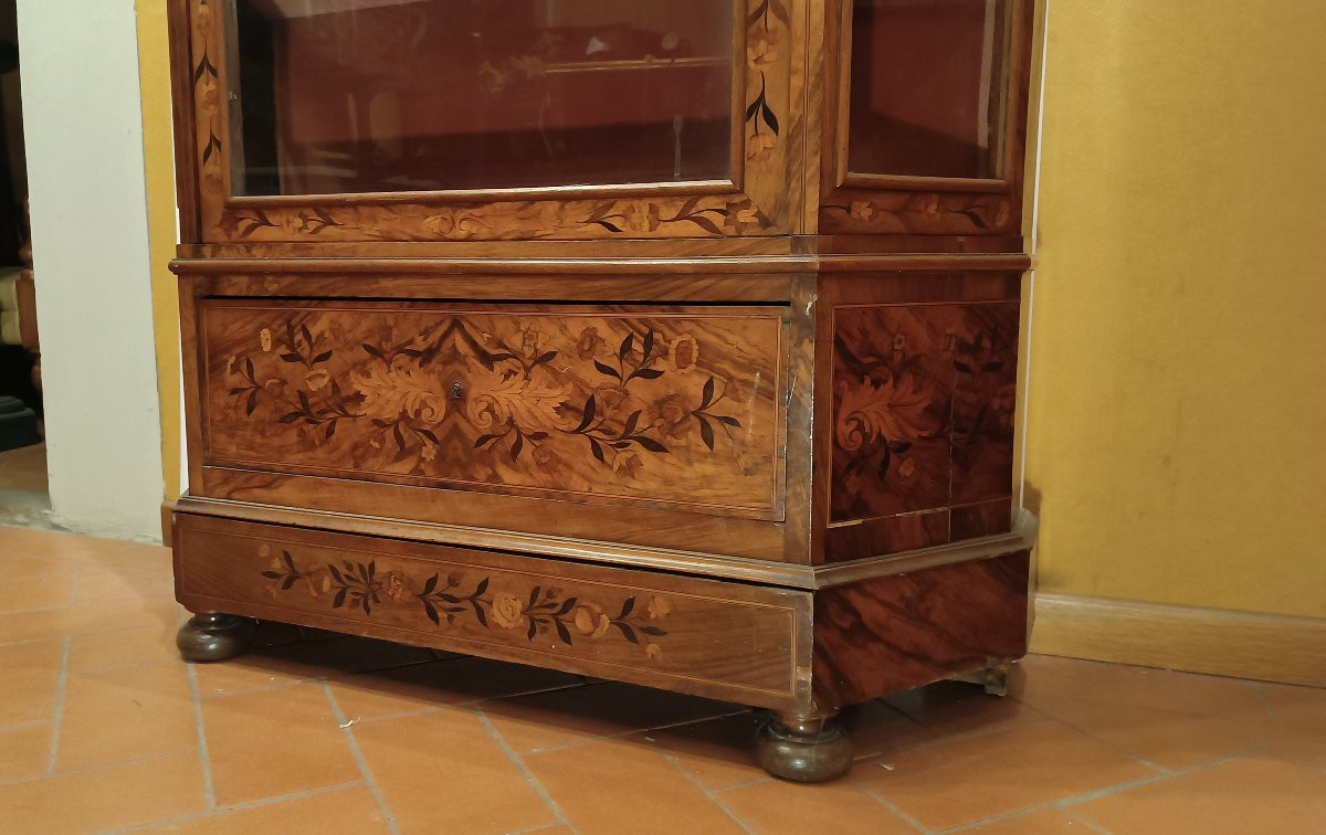 Mid-19th Century Inlaid Walnut Display Cabine-photo-2