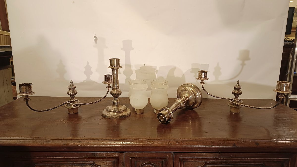 BOUGEOIRS EN PLAQUE D'ARGENT SECONDE MOITIÉ DU 19ème SIÈCLE-photo-2