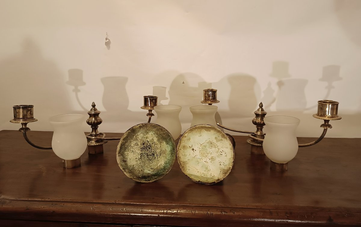 BOUGEOIRS EN PLAQUE D'ARGENT SECONDE MOITIÉ DU 19ème SIÈCLE-photo-4