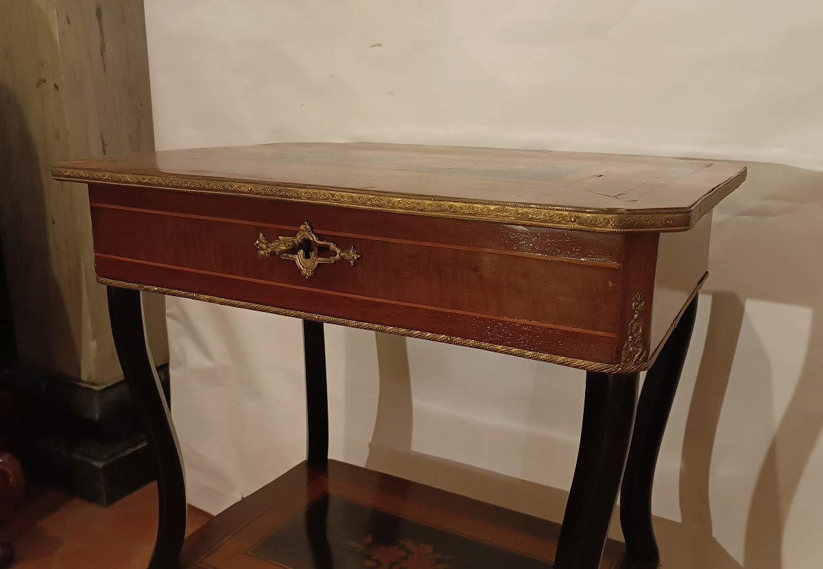 TABLE DE TRAVAIL MARQUETÉE SECONDE MOITIÉ DU 19ème SIÈCLE-photo-4