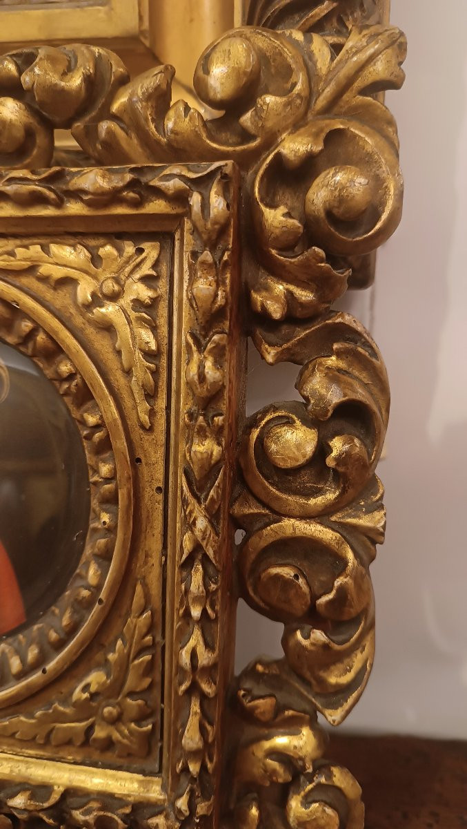 MINIATURE REPRÉSENTANT JÉSUS AVEC CADRE PREMIÈRE MOITIÉ DU 19èME SIÈCLE-photo-3