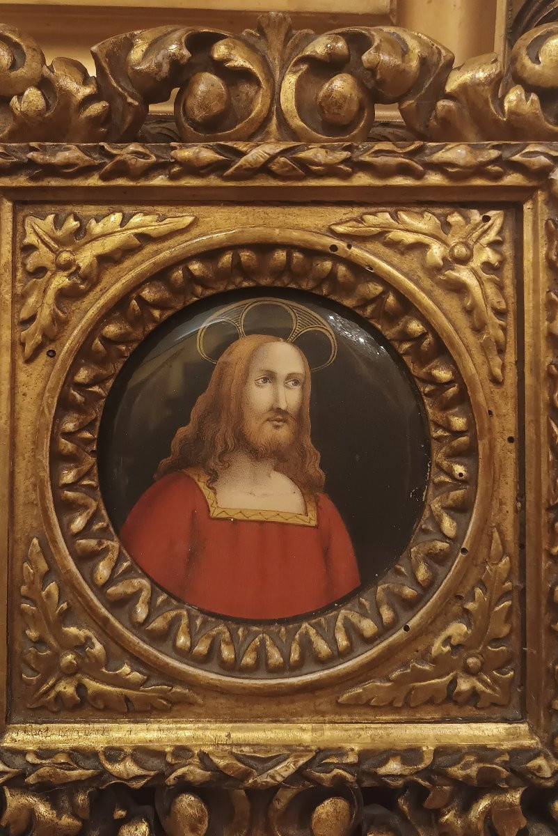 MINIATURE REPRÉSENTANT JÉSUS AVEC CADRE PREMIÈRE MOITIÉ DU 19èME SIÈCLE-photo-4