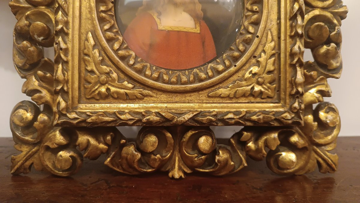 MINIATURE REPRÉSENTANT JÉSUS AVEC CADRE PREMIÈRE MOITIÉ DU 19èME SIÈCLE-photo-1