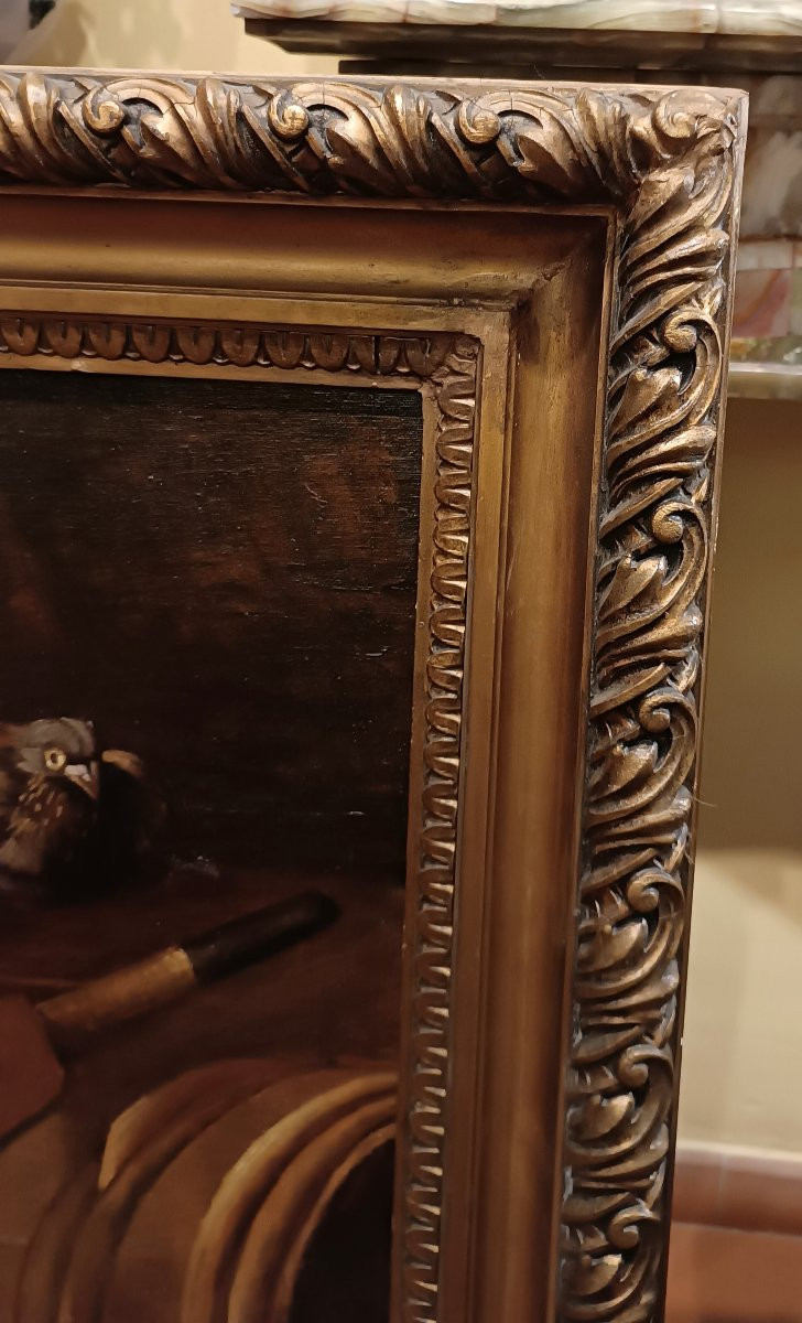 Mid-19th Century Painting With Roosters And Hens-photo-2