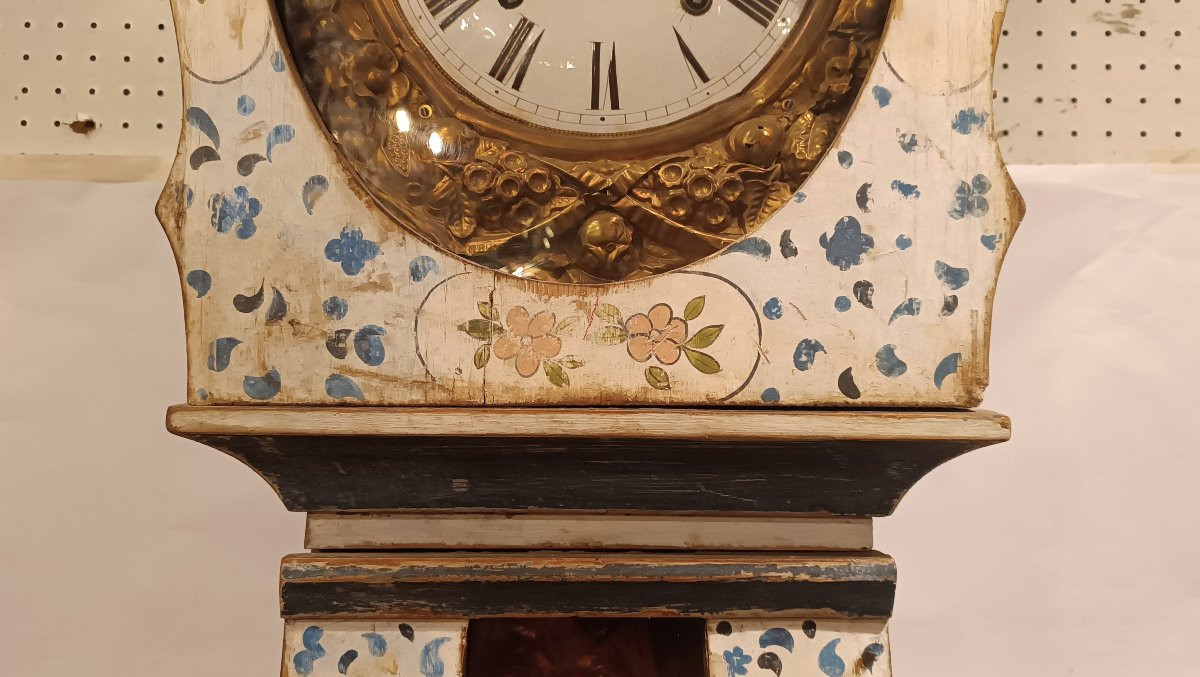 Late 18th-early 19th Century Lacquered "morbier" Pendulum Clock-photo-1