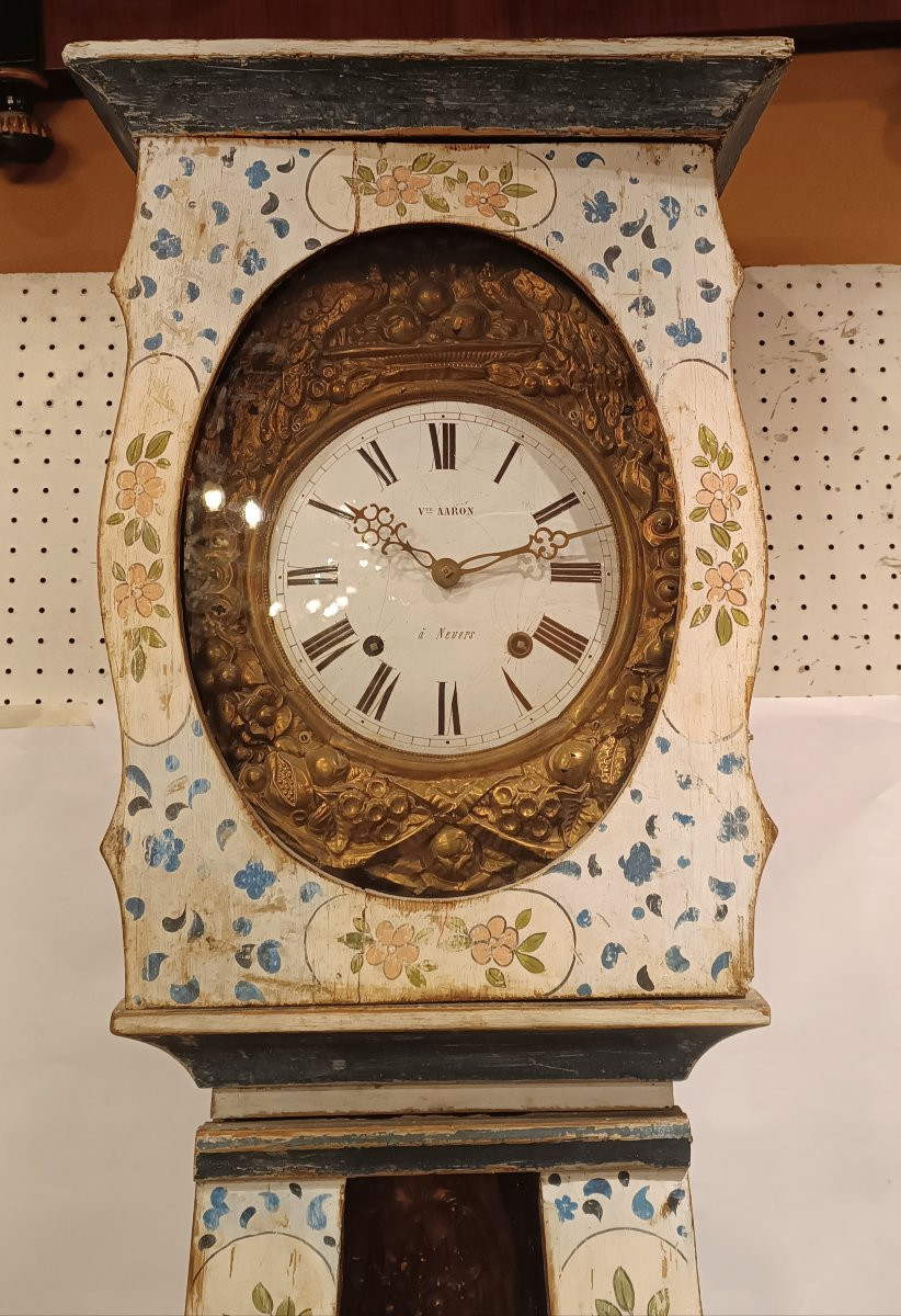 Late 18th-early 19th Century Lacquered "morbier" Pendulum Clock-photo-6