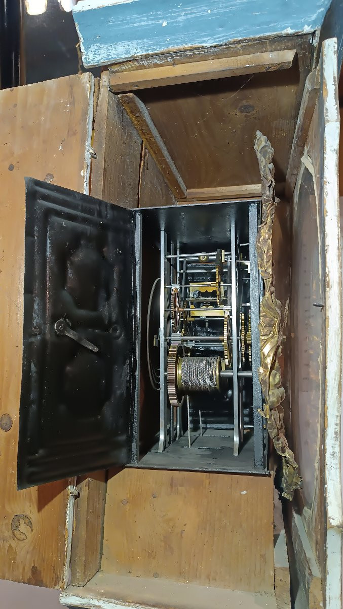 Late 18th-early 19th Century Lacquered "morbier" Pendulum Clock-photo-8